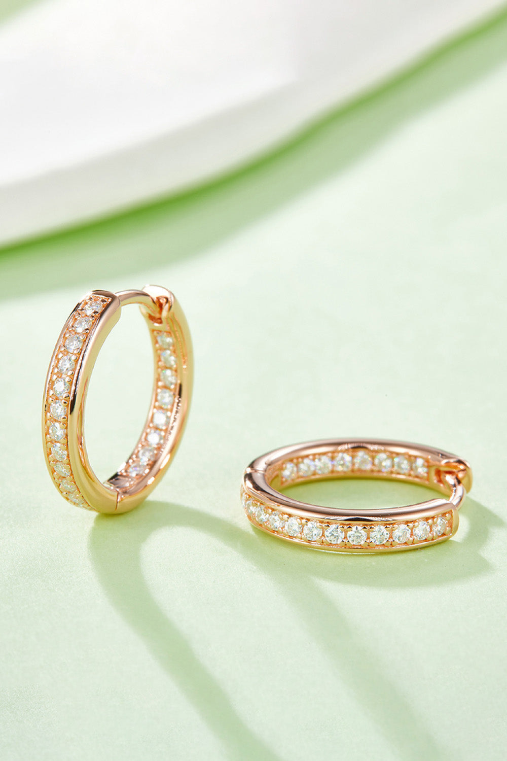 Huggie Earrings with Moissanite in Gold 925 Sterling Silver