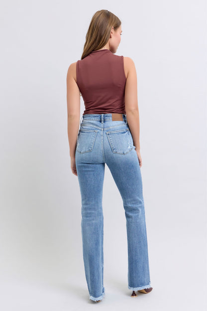 Raw Hem High Rise Bootcut Jeans