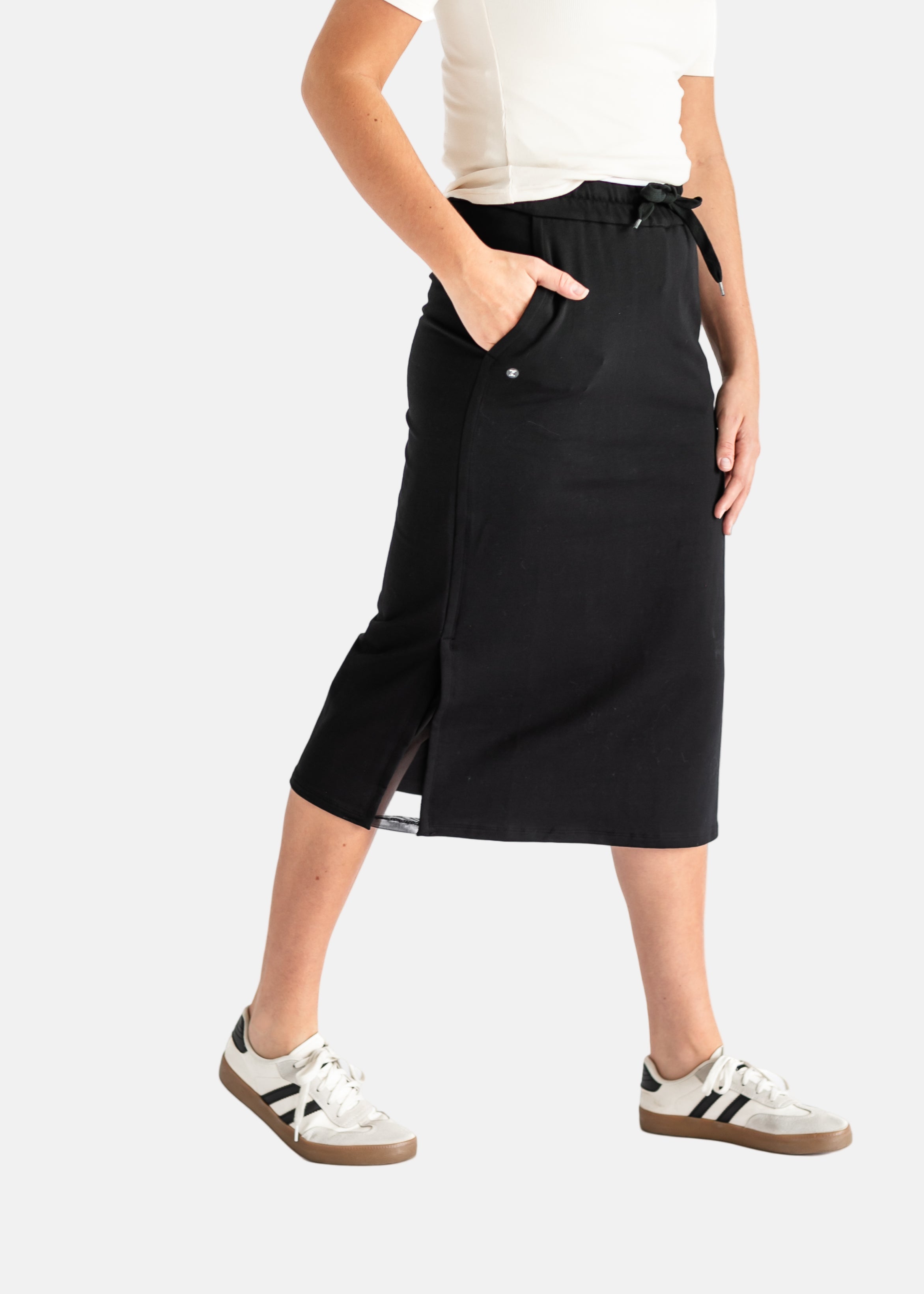 Abbie Mesh Detail Knit Midi Skirt