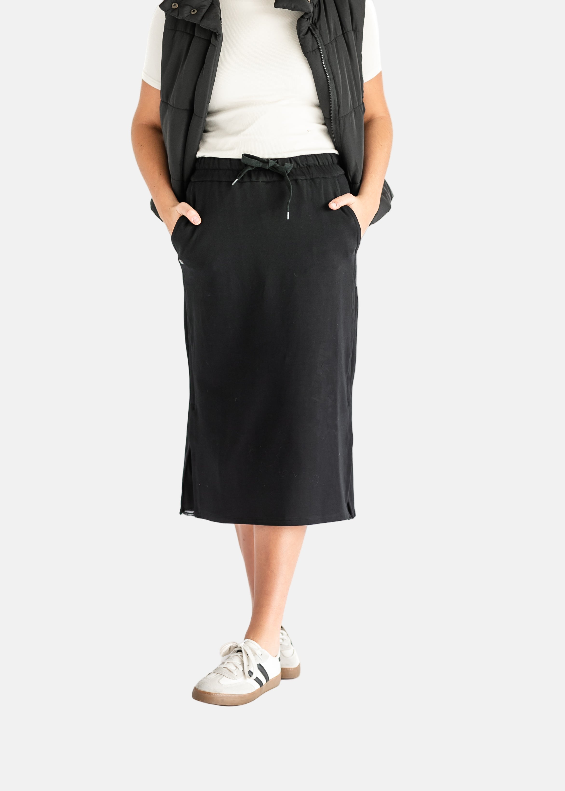 Abbie Mesh Detail Knit Midi Skirt