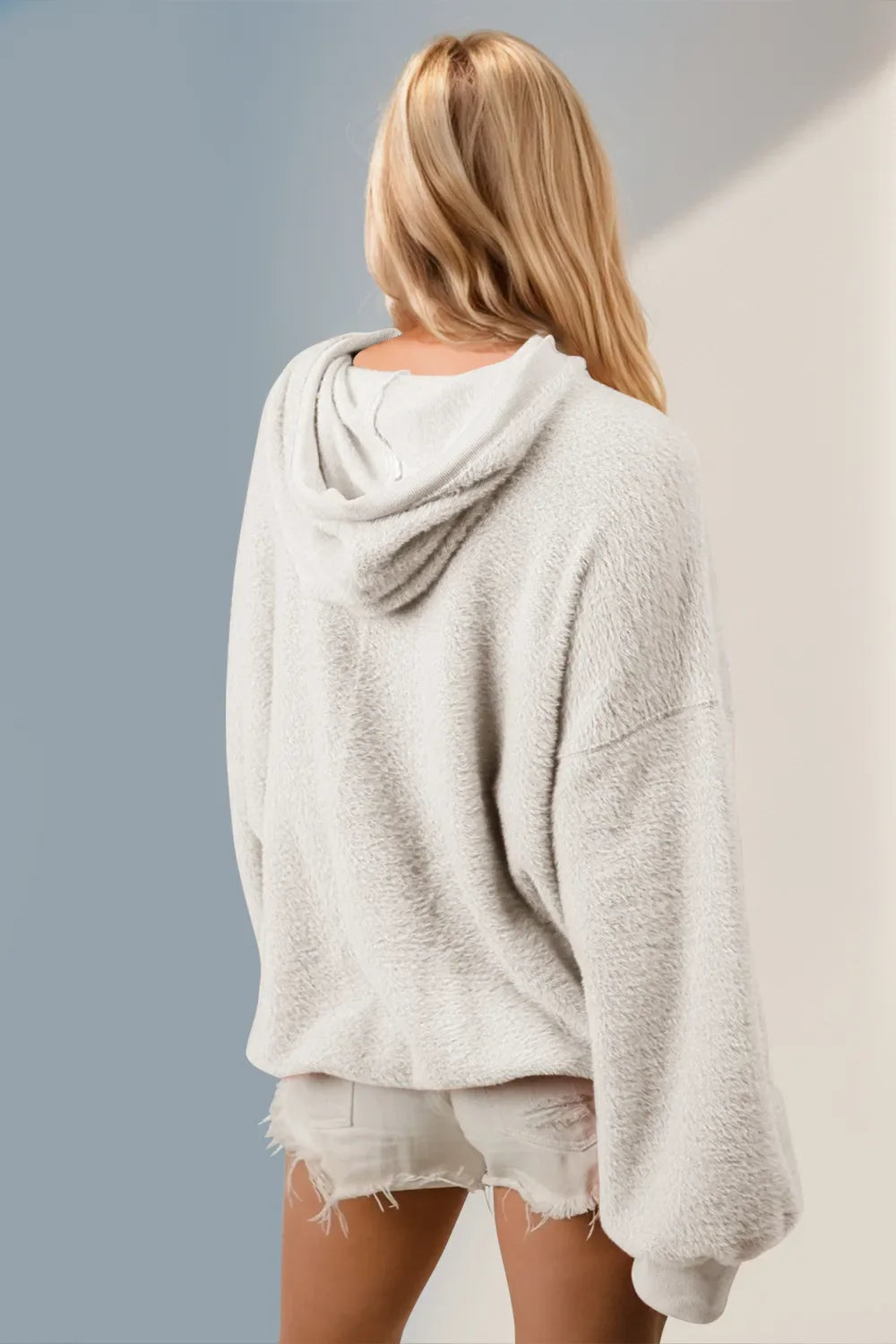 Double Take Half Zip Hoodie with Kangaroo Pocket