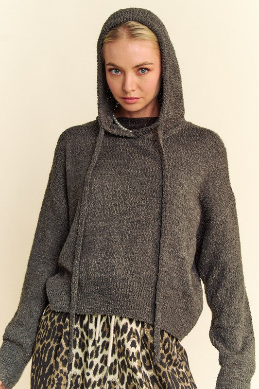 Long Sleeve Hooded Sweater Charcoal