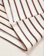 Serena Stripe Ribbed Round Neck Trim Loose Tank Top | Brown