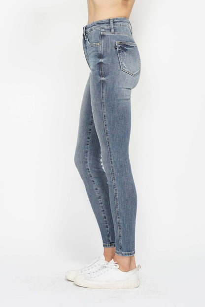 Tummy Control Contrast Wash Skinny Jeans