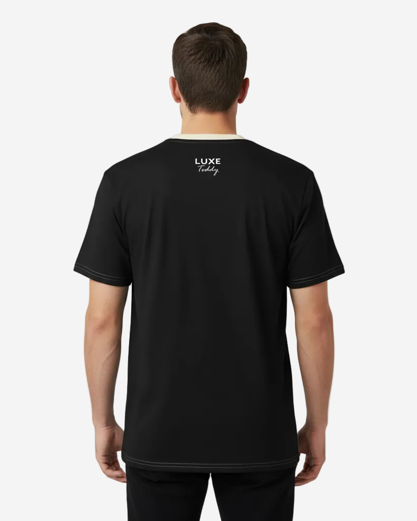 Men’s Cotton Crew Neck Tee 'Digital Monster' | Black & Sand