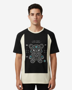 Men’s Cotton Crew Neck Tee 'Digital Monster' | Black & Sand