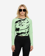 Camelia Long Sleeve Cropped Top in Green and Black