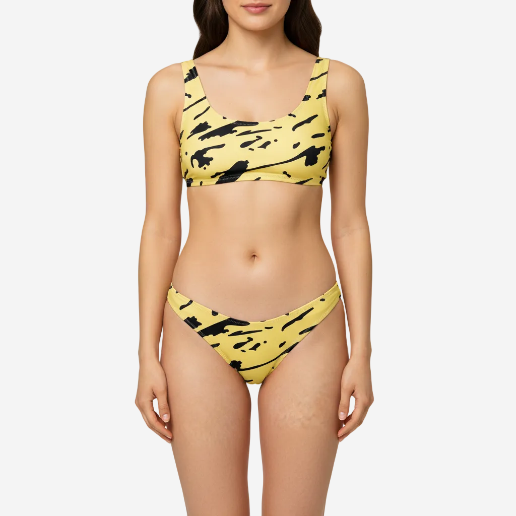 Camelia Bikini Bottom in Yellow and Black