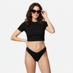 High Leg V-Cut Bikini Bottom | Pure Black