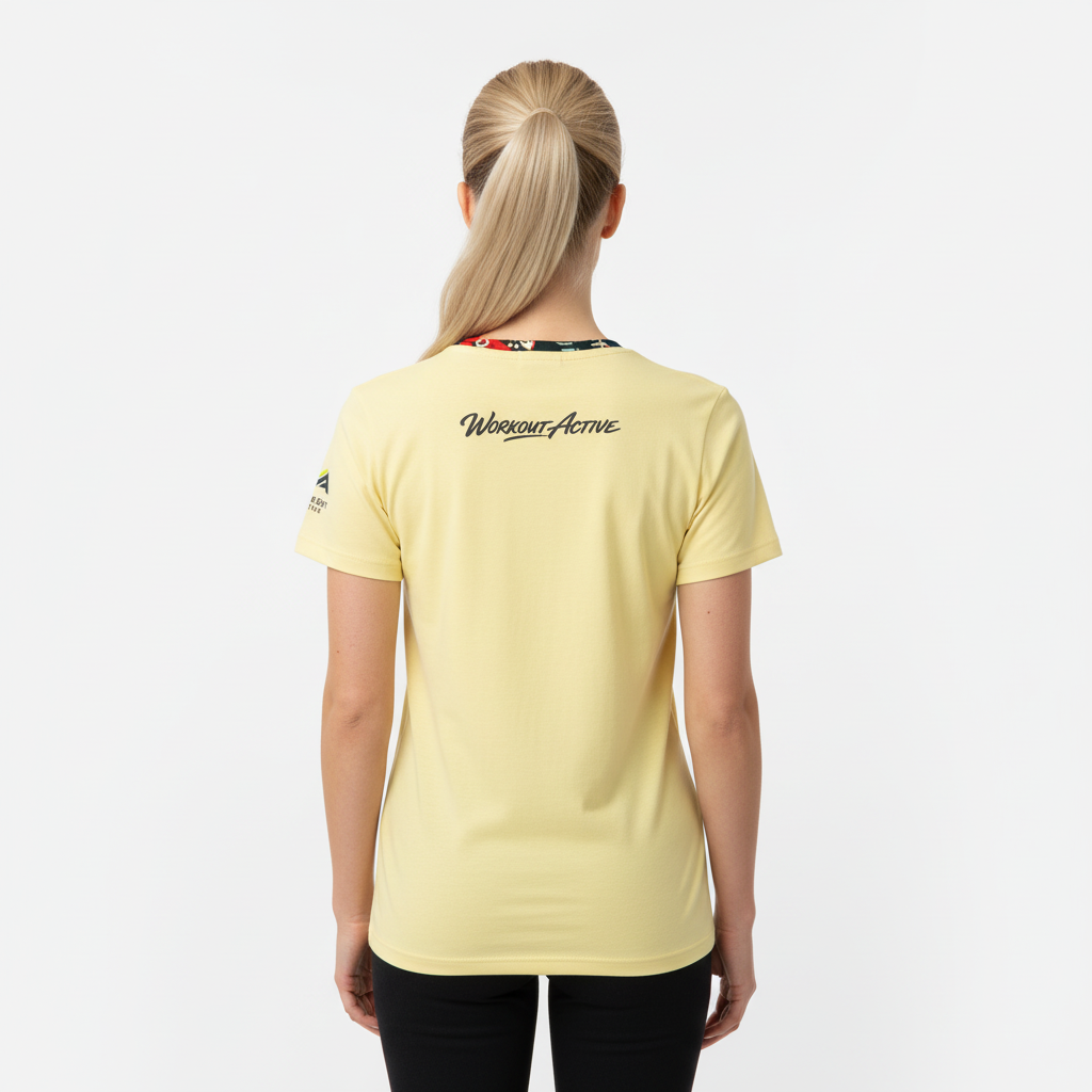 Back To The '60s Abstract Floral Women’s Crew Neck T-Shirt | Yellow