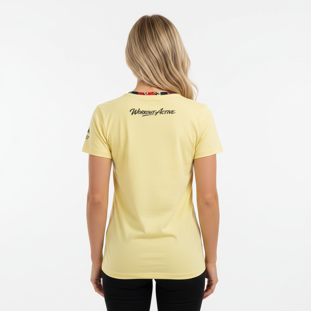 Back To The '60s Abstract Floral Women’s Crew Neck T-Shirt | Yellow