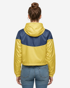 Lightweight Cropped Hooded Windbreaker | Yellow & Dusty Blue