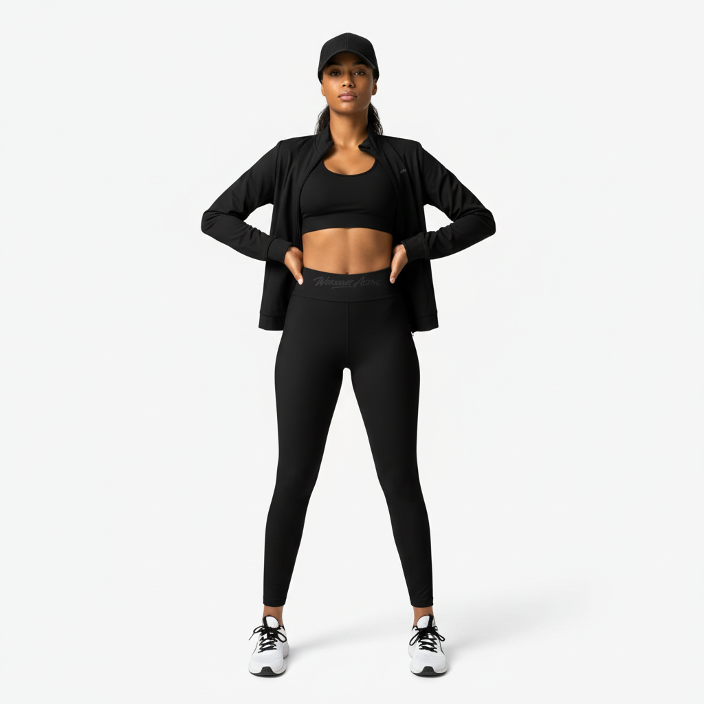 High-Waisted Performance Leggings with Pocket in Black