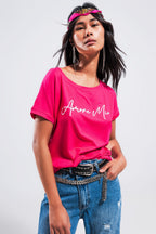 Amore Mio Slogan Tee in Fuchsia