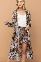 Kimono & Shorts Set with Animal Print