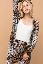 Kimono & Shorts Set with Animal Print