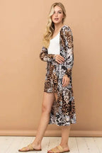 Kimono & Shorts Set with Animal Print