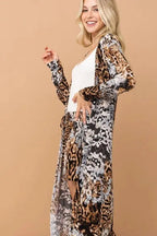 Kimono & Shorts Set with Animal Print
