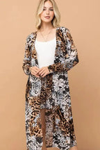 Kimono & Shorts Set with Animal Print