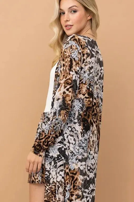 Kimono & Shorts Set with Animal Print