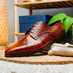 Andrea Crocodile Lace-Up | Cognac