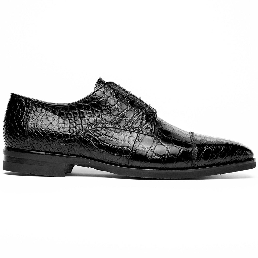 Andrea Crocodile Lace-Up | Black