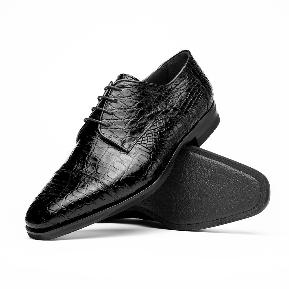 Andrea Crocodile Lace-Up | Black