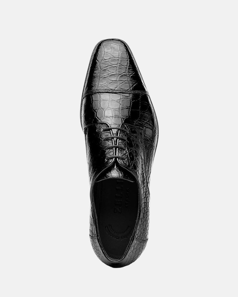 Andrea Crocodile Lace-Up | Black