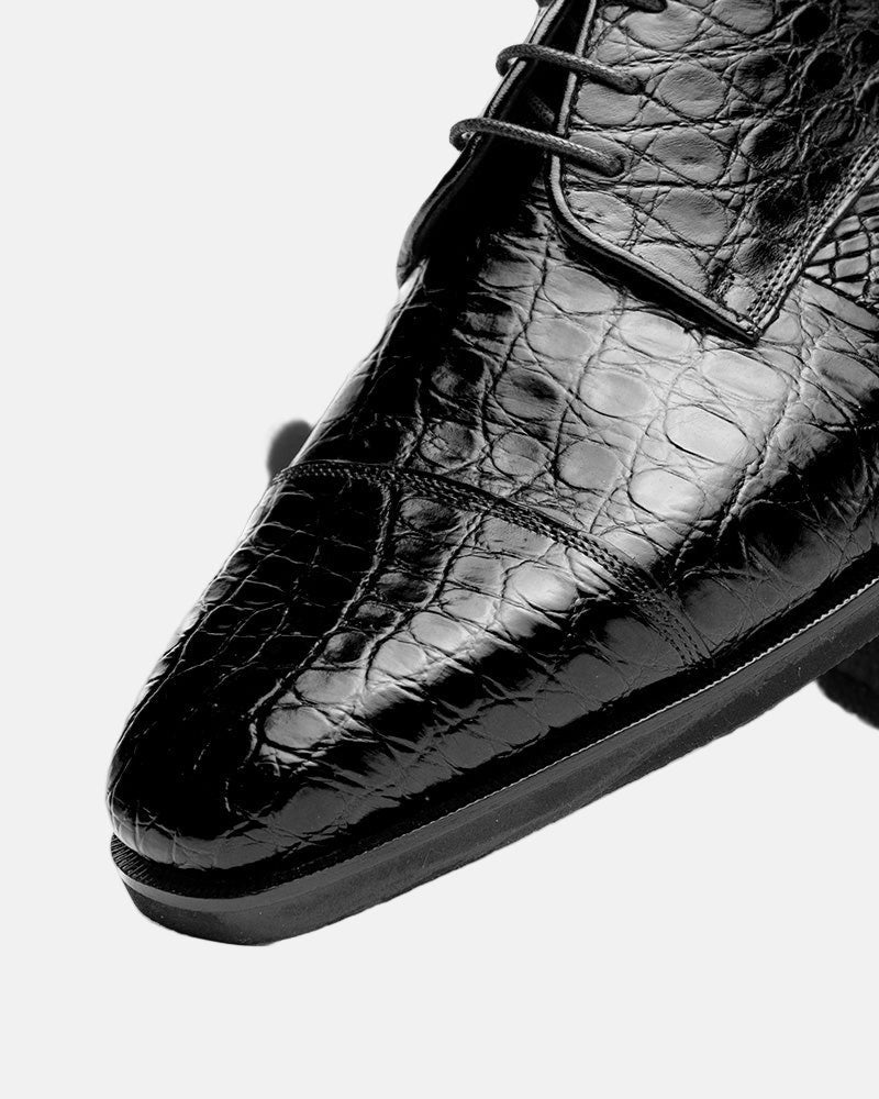 Andrea Crocodile Lace-Up | Black