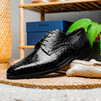Andrea Crocodile Lace-Up | Black