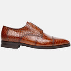 Andrea Crocodile Lace-Up | Cognac