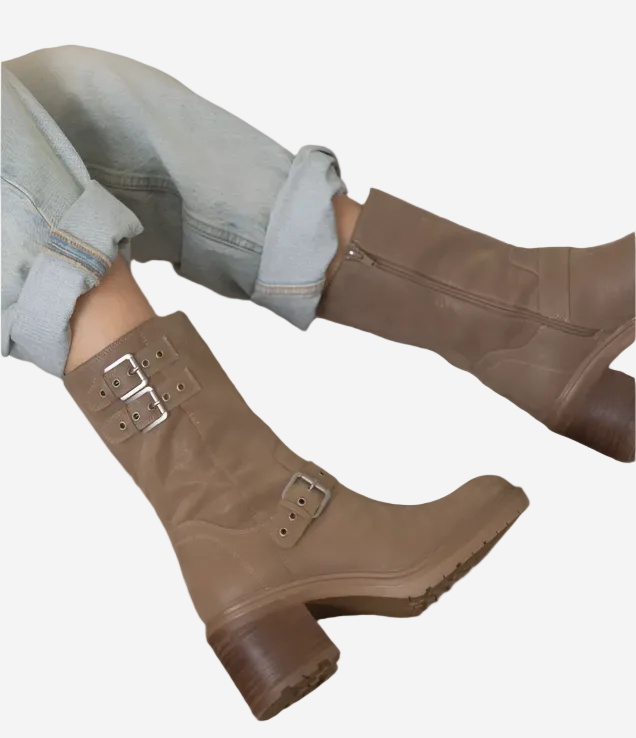 Rider Boots with Buckles | Taupe