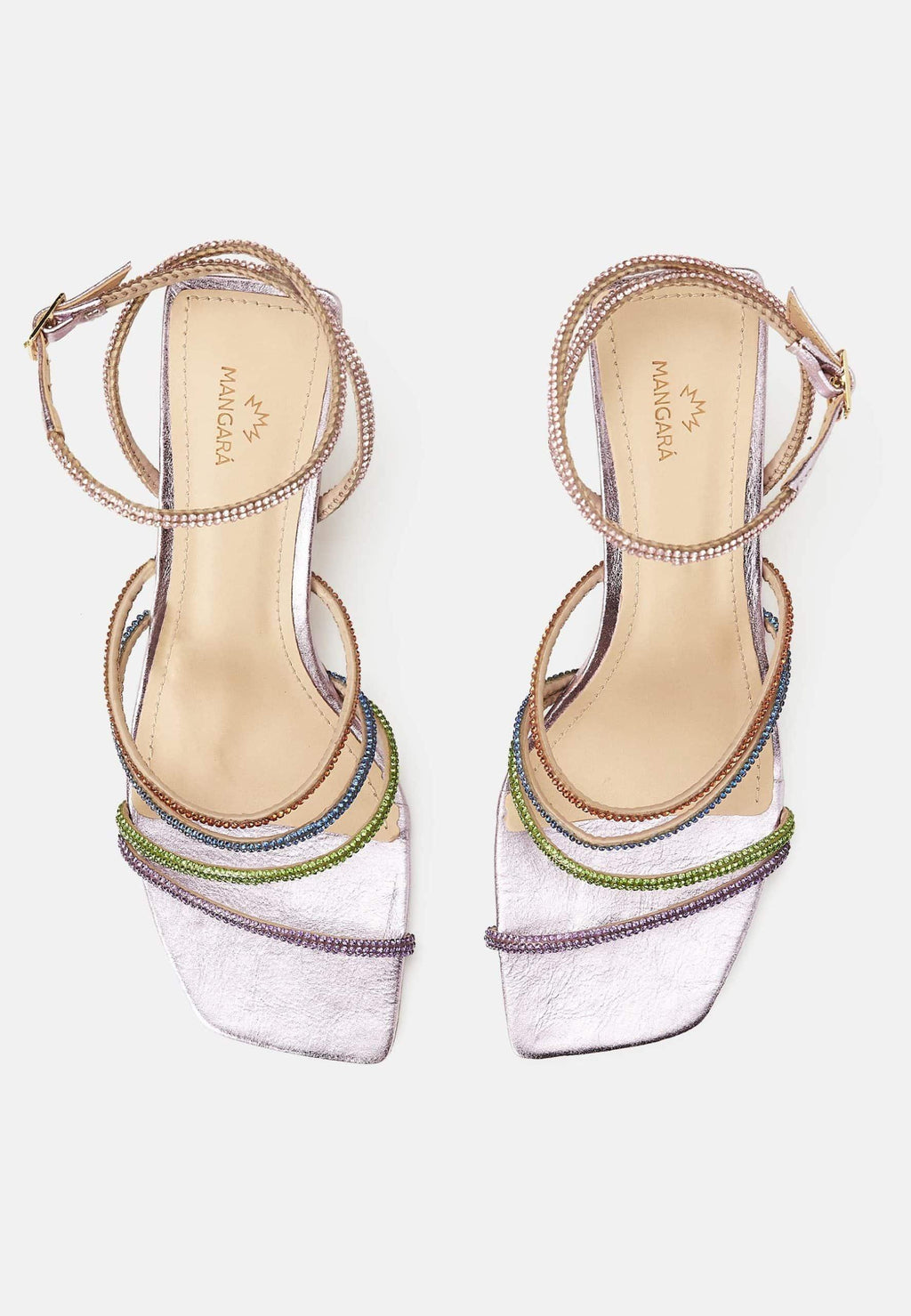 Multicolor Crystal Strappy Flat Sandals