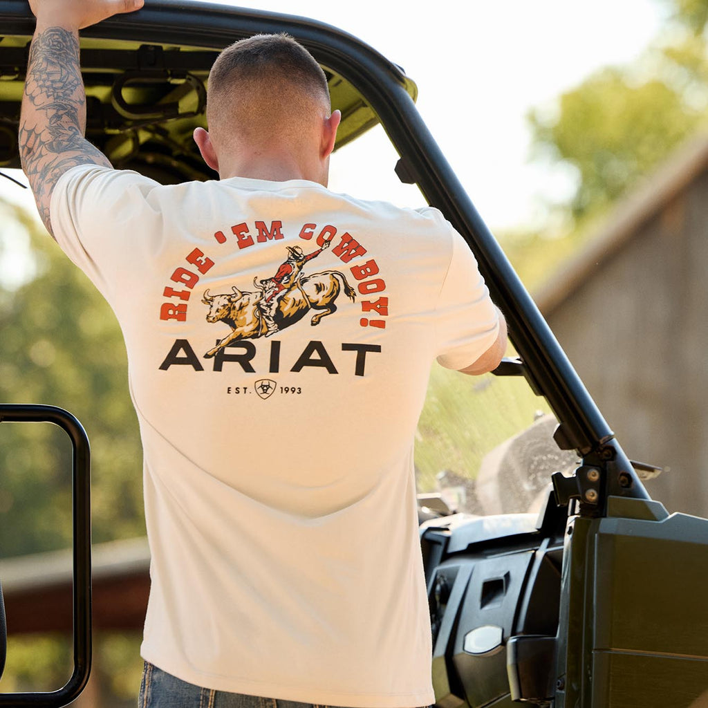 Ariat Men's Short Sleeve Shirt | Ride Em Cowboy Western Graphic Tee