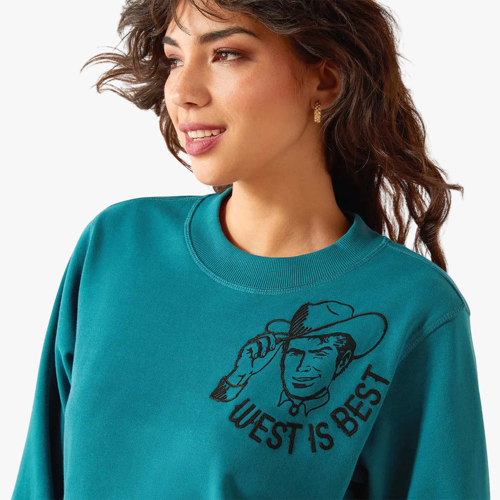 Ariat Women's Essential Sendero "West is Best" Graphic Sweatshirt | Cozy Western Fleece Crewneck