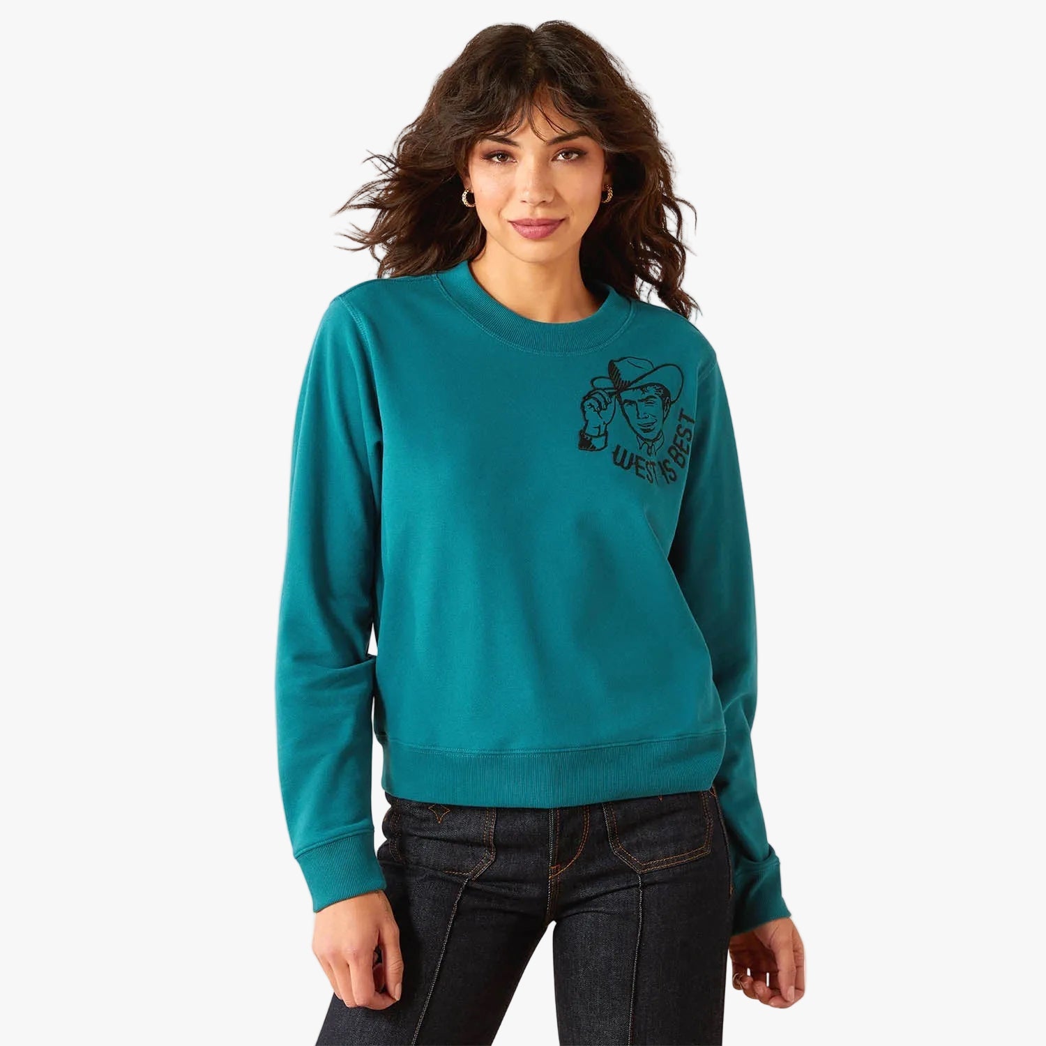 Ariat Women's Essential Sendero "West is Best" Graphic Sweatshirt | Cozy Western Fleece Crewneck