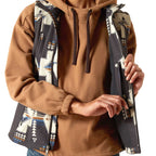 Ariat Womens Logo Softshell Western Print Vest | Durable Outdoor Layer with Zip Pockets
