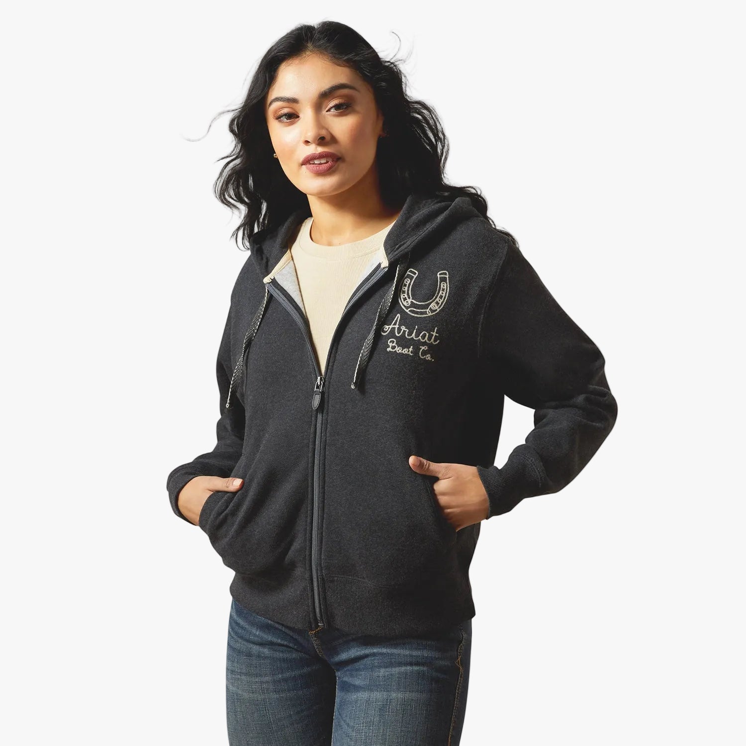 Ariat Womens Stitched Horseshoe Full Zip Hoodie