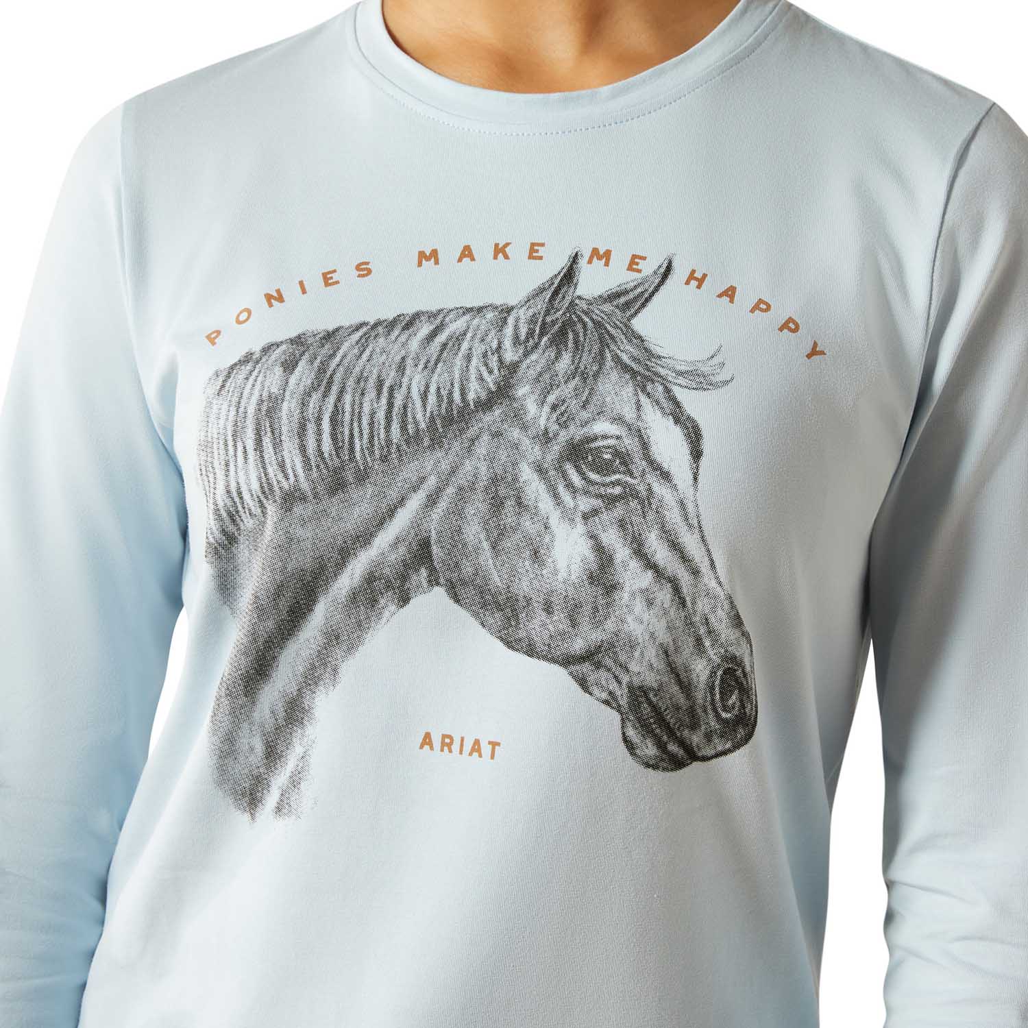 Youth Happy Long Sleeve Shirt | Organic Cotton Kids Equestrian Tee for Horse Lovers