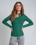 Asymmetric Neck Sweater in Green