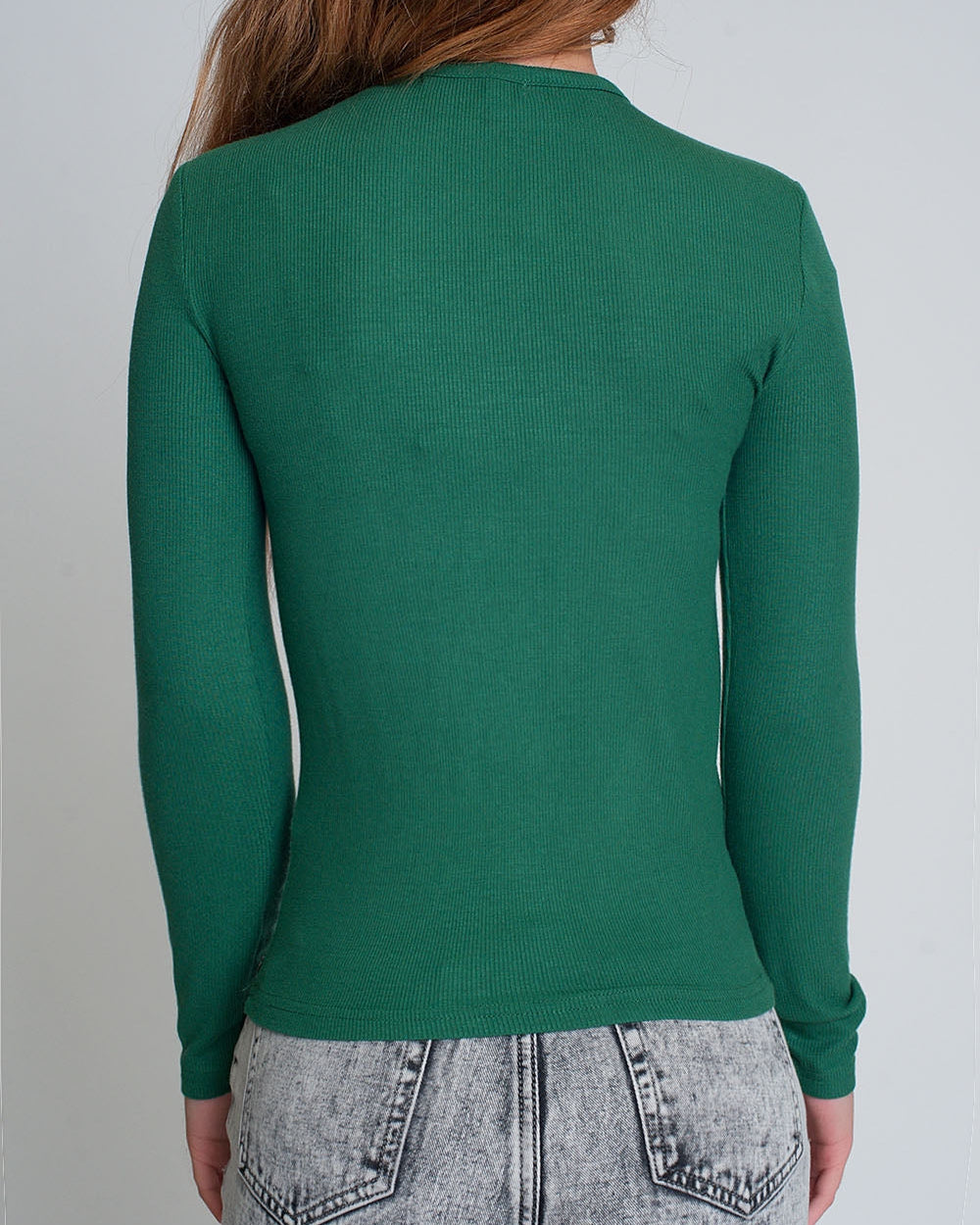Asymmetric Neck Sweater in Green