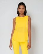 Sheer Striped Mesh Active Tank with Cut-Out Back Blue