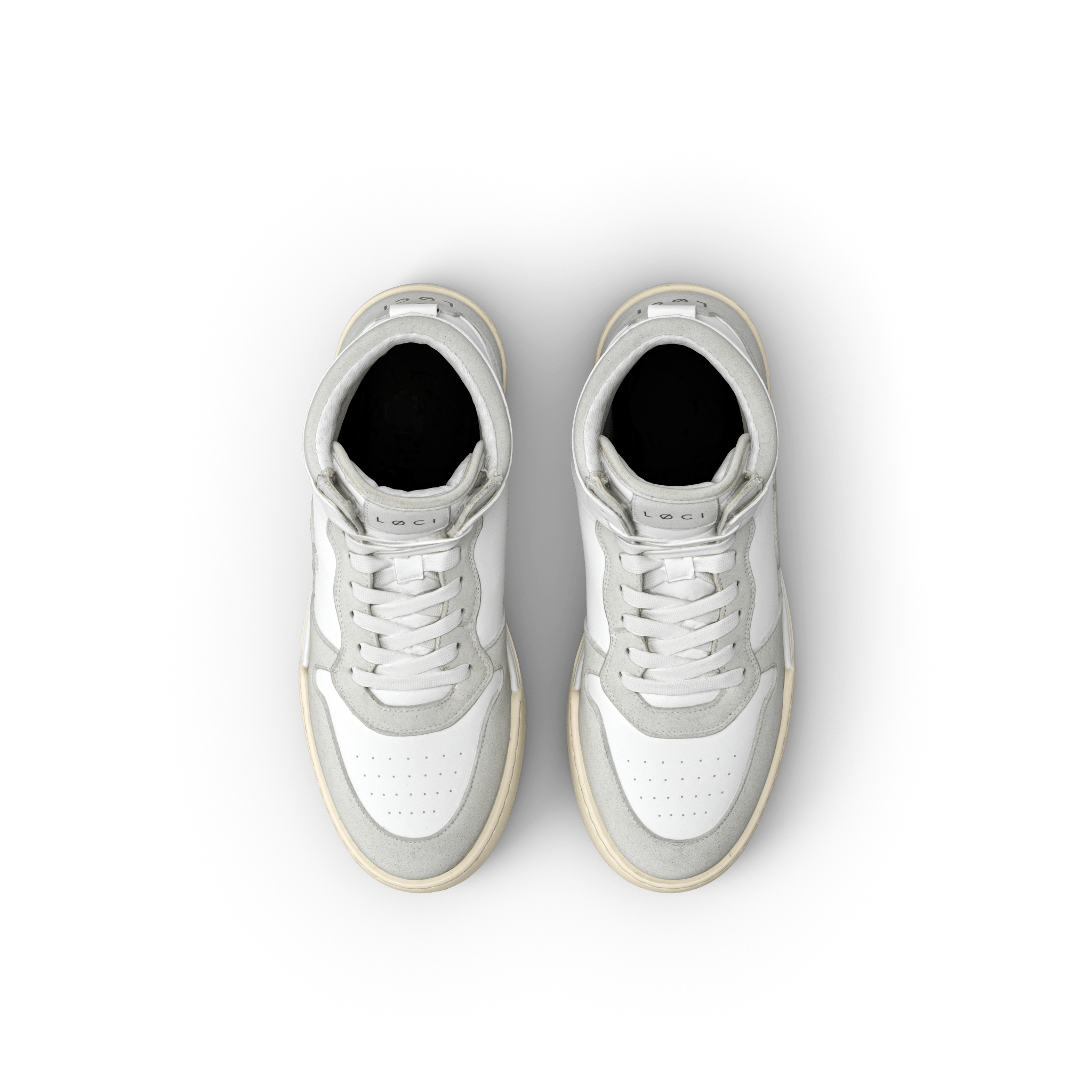 ATOM Hi-Top Sneaker | White & Light Grey