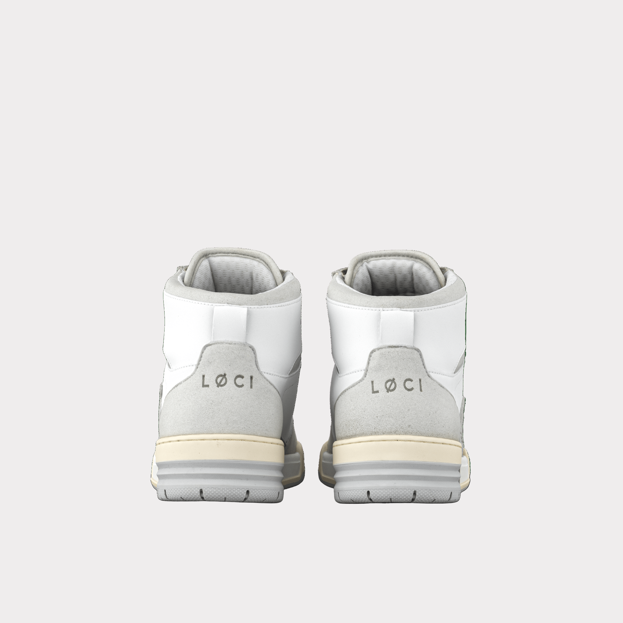 ATOM Hi-Top Sneaker | White & Light Grey