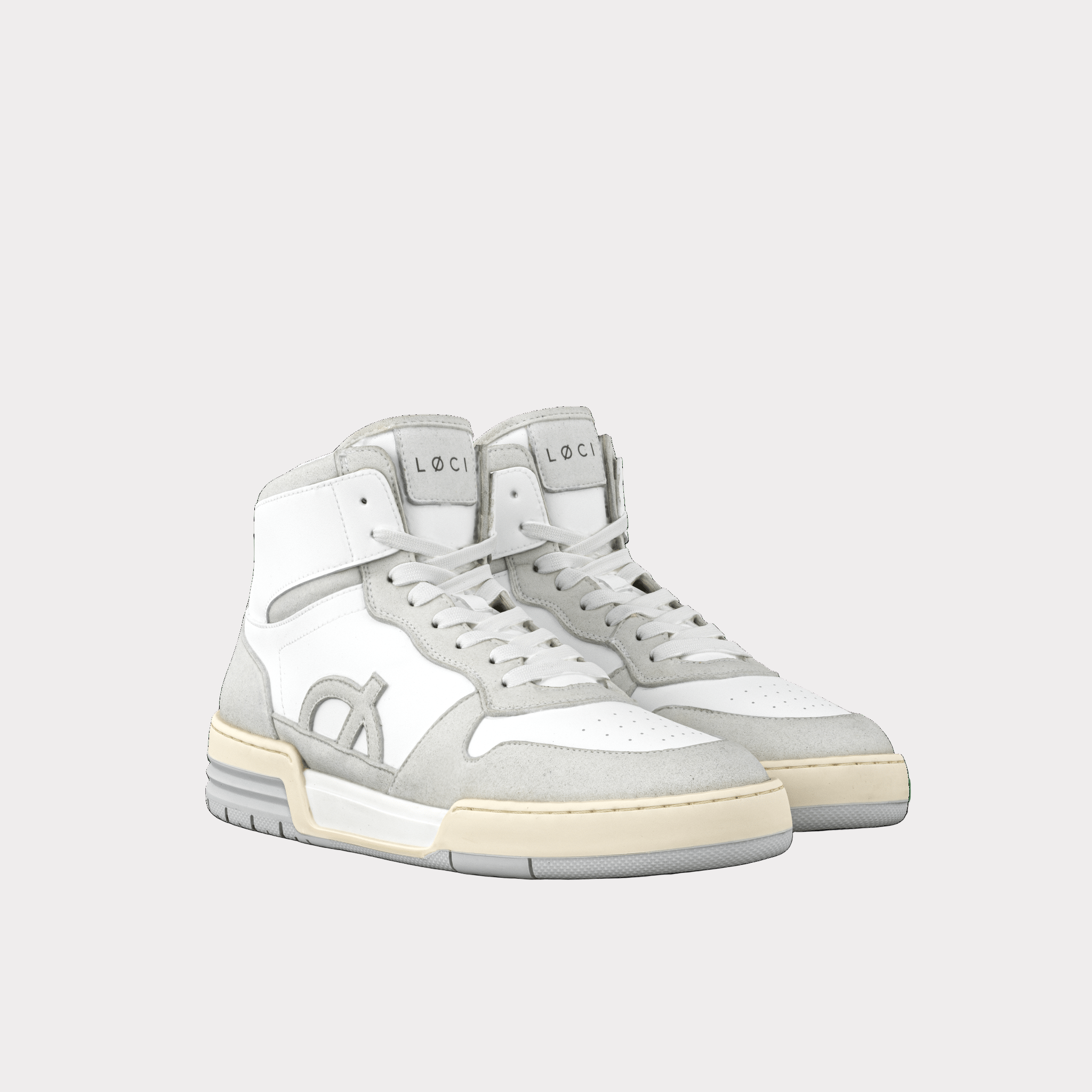 ATOM Hi-Top Sneaker | White & Light Grey