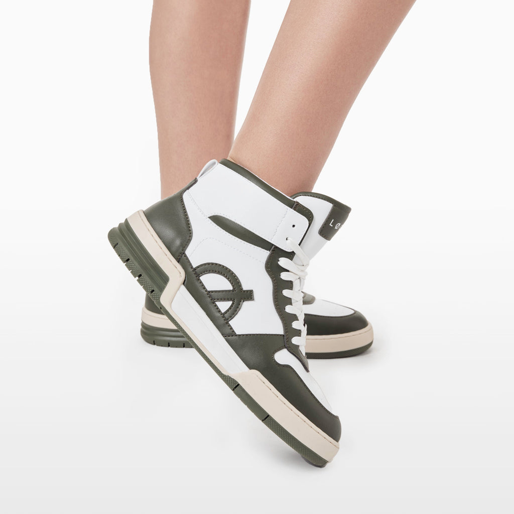 ATOM Hi-Top Sneaker | White & Green