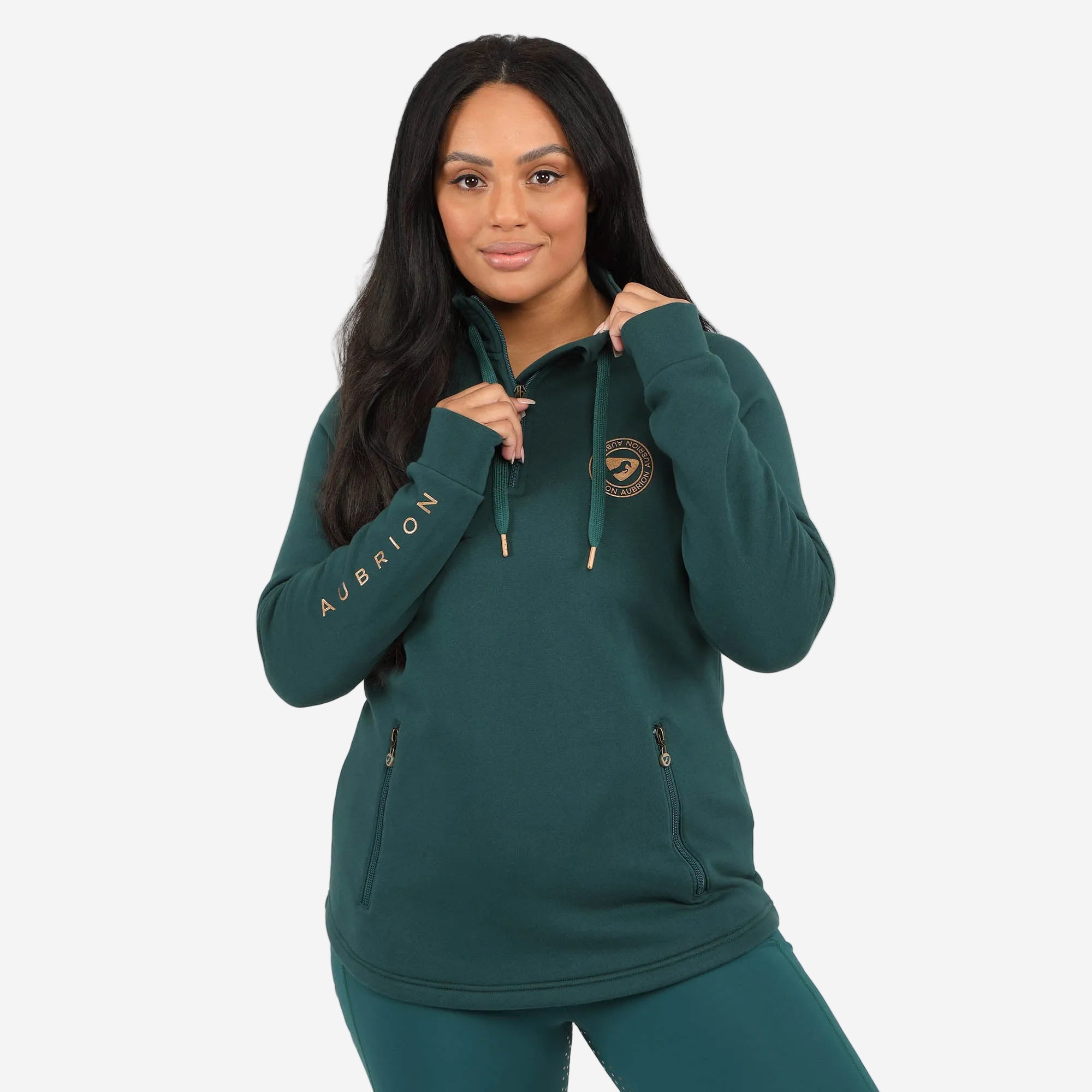Aubrion Ladies Elm Half Zip Sweatshirt | Dark Green