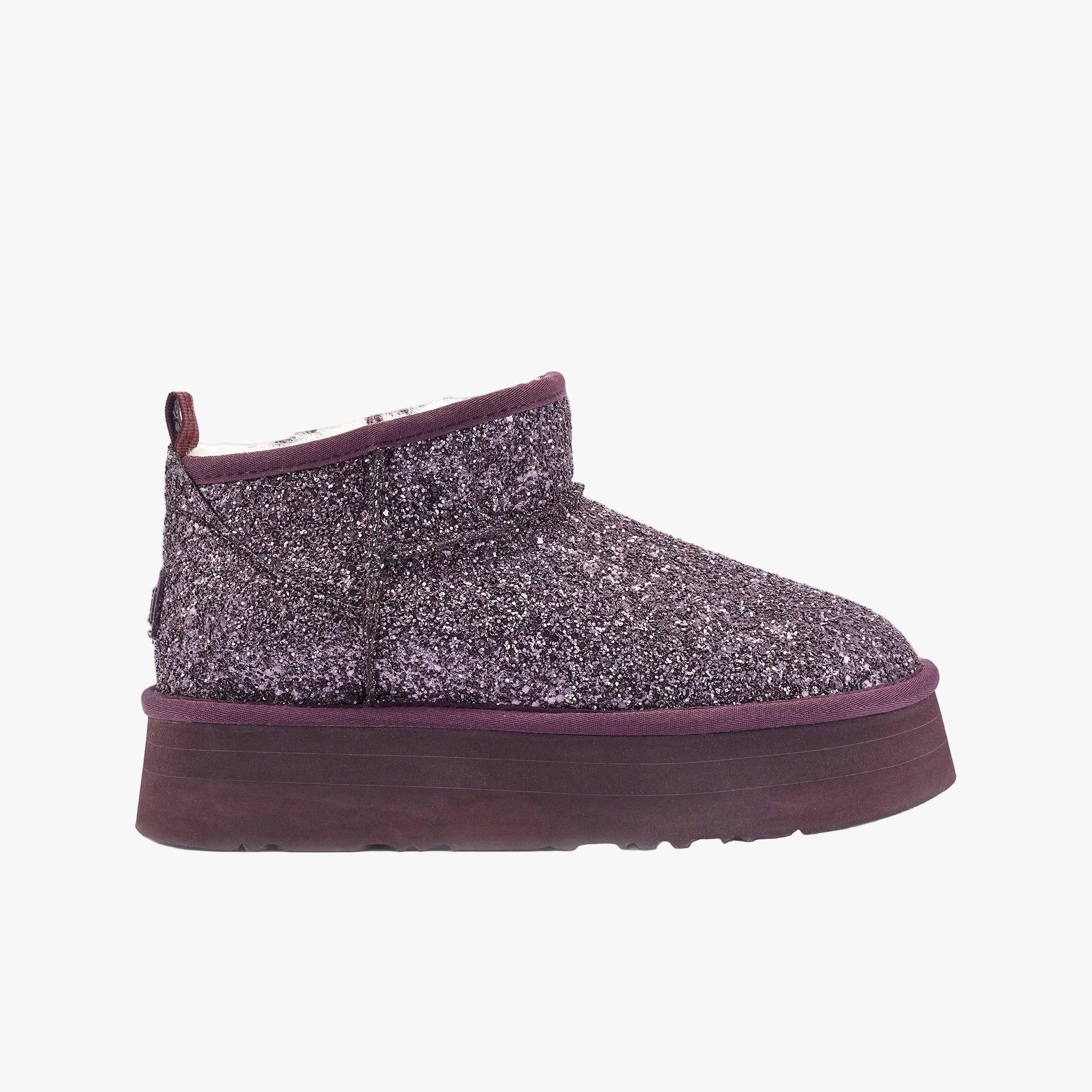 Cosy Ultra Short Platfoam Boot | Glitter Plum