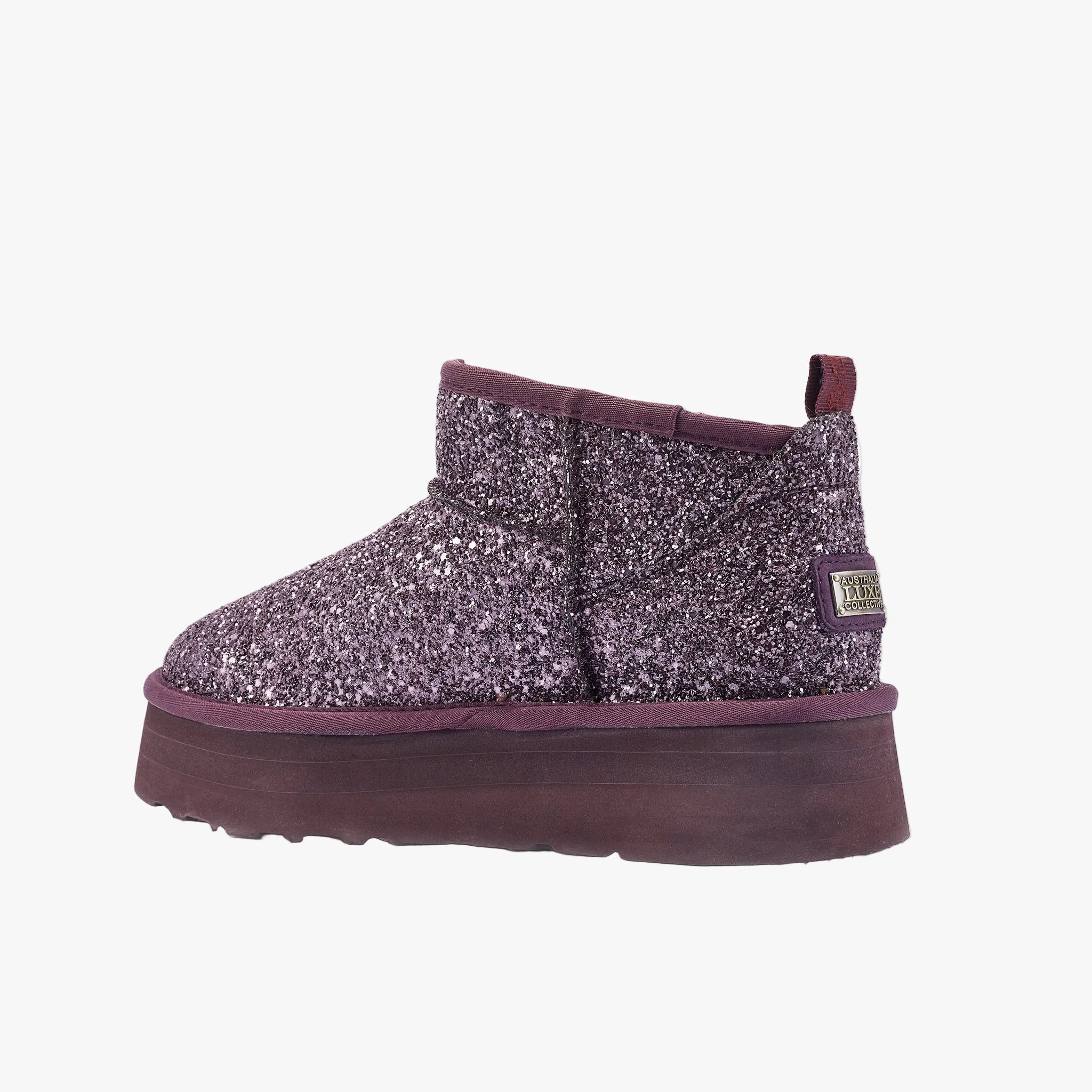 Cosy Ultra Short Platfoam Boot | Glitter Plum