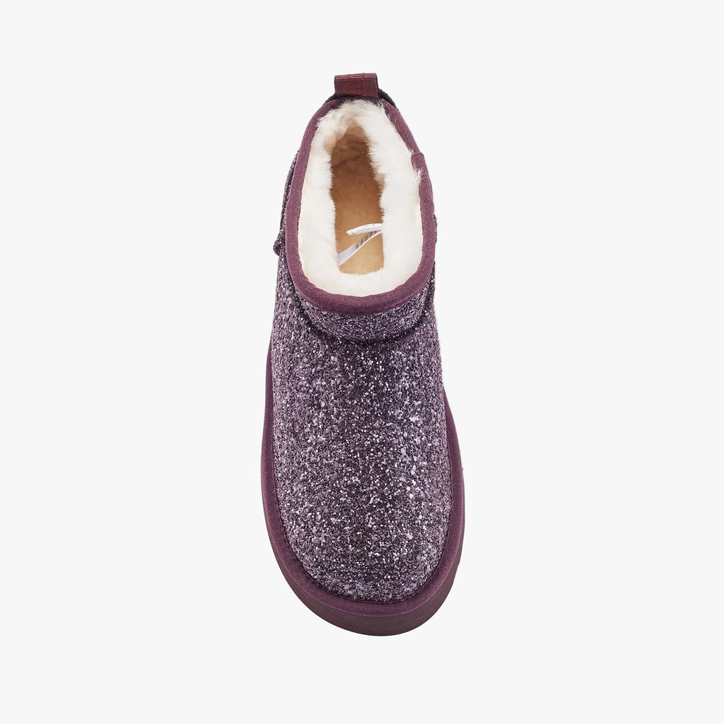 Cosy Ultra Short Platfoam Boot | Glitter Plum